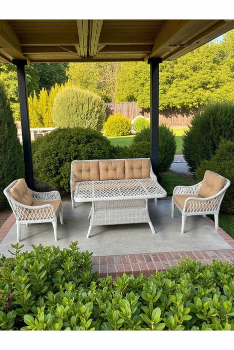 Hanah Home Hisar 3+1+1 Beige y Blanco